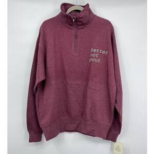 Exist Mens Heather Burgundy Purple Long Sleeve 1/4 Zip Pullover Sweatshirt NEW L